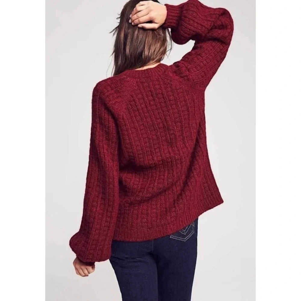 Faherty Sweater‎ Womens XS Magenta Baby Alpaca Wool Blend Ribbed V Neck